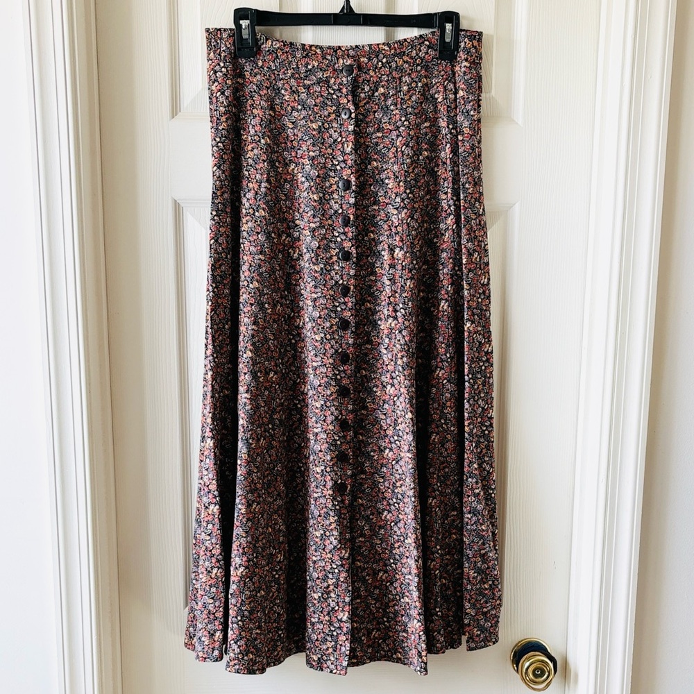 Floral Button-Front Maxi Skirt